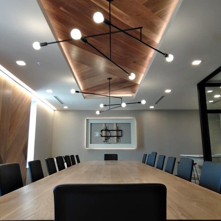 beautiful conference room setup with mullis construction makeover